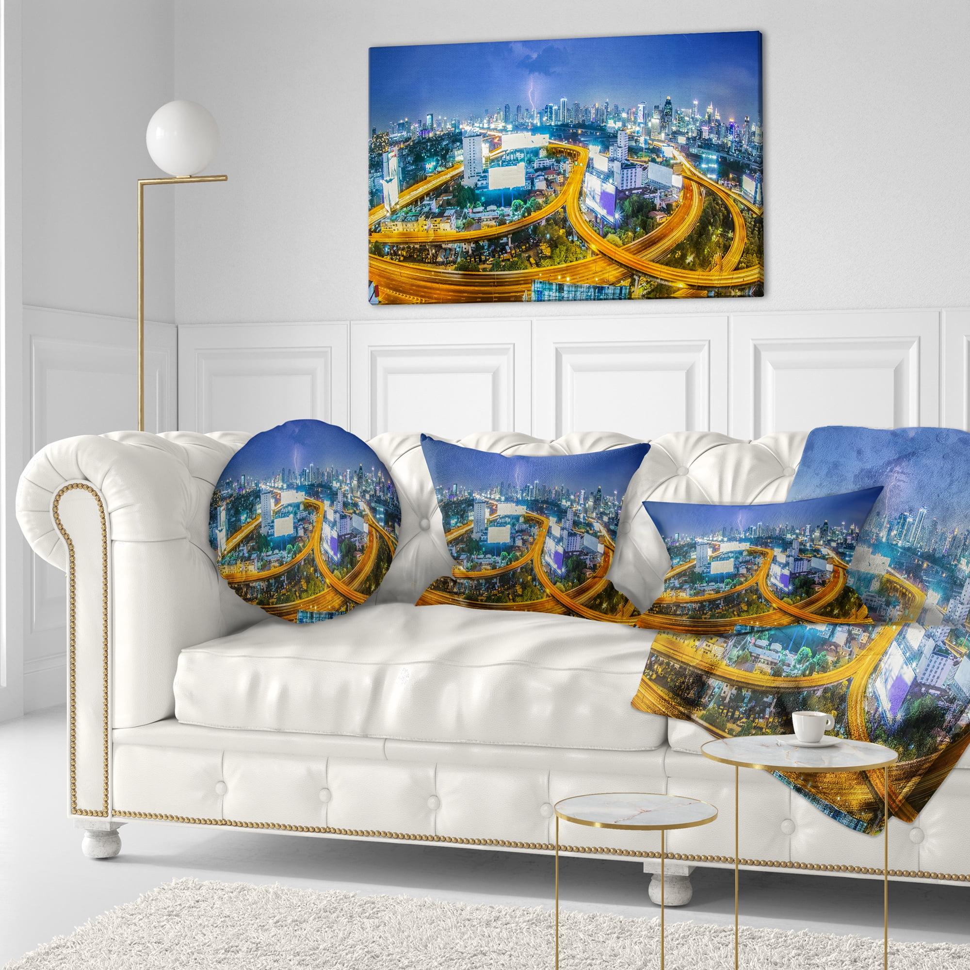 Designart Bangkok City - Cityscape Photography Throw Pillow - 12x20