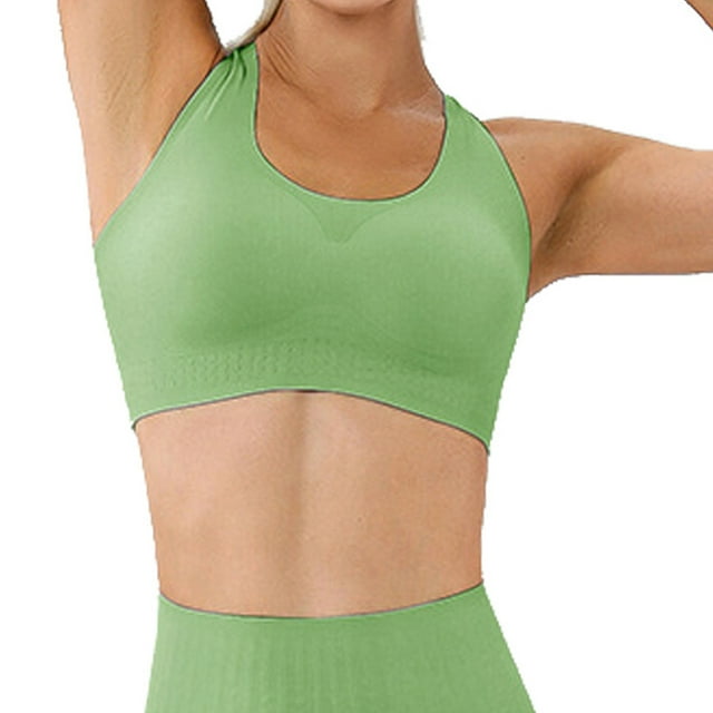 Sujetador deportivo de cuello alto y largo para mujer: sujetador de yoga con espalda cruzada y relleno, top corto sin mangas con sujetador incorporado