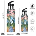 thumbnail image 2 of Yayeee 20oz Insulated Water Bottle Double Wall Stainless Steel with Flip Straw Lid, Blue Flowers, 2 of 7