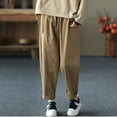 thumbnail image 6 of Ashosteey Women's 100% Linen Pants High Waist Pocket Harem Pants Relax Fit Lantern Cropped TaperedPants Trousers with Elastic Waist, 6 of 9