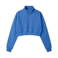 thumbnail image 3 of Gytharion Women's Plus Size Cropped Half-zip Sweatshirts Stand Collar Solid Color Soft Cozy Fashion Athleisure Pullover Tops Comfortable Basic Pullover Sweatshirts, 3 of 7
