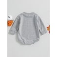 thumbnail image 4 of Newborn Baby Girls Sweatshirt Bubble Romper Long Sleeve Crew Neck Let's Go Ghouls Print Bodysuit Halloween Clothes, 4 of 9