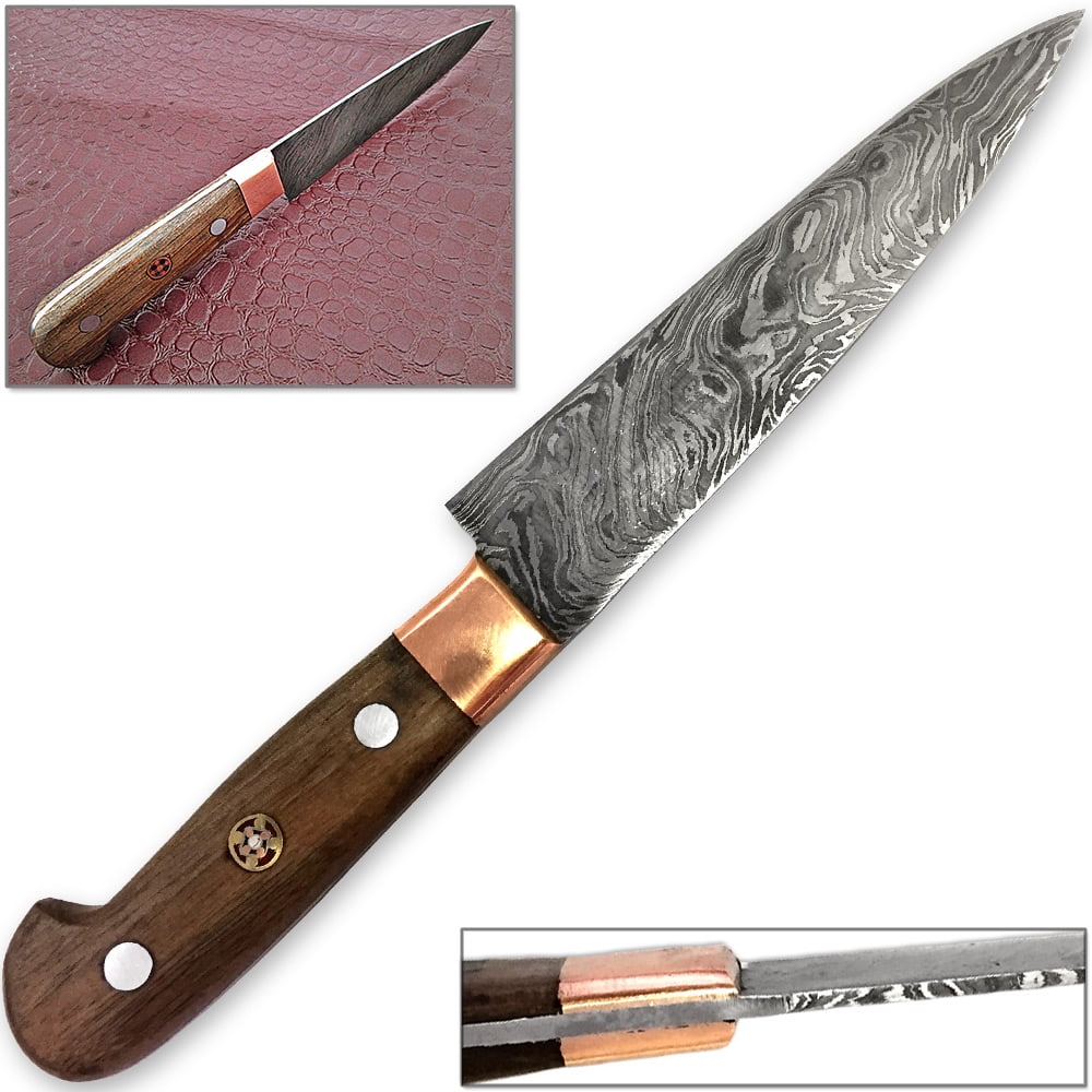 Paring Knife Pro Chef Cutlery Damascus Steel 1095 HC by White