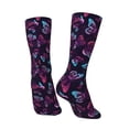 thumbnail image 3 of Goofa Purple Butterfly Printed Men's Crew Socks, Soft Durable Breathable Moisture-Wicking with Odor Control Cotton socks, 3 of 9