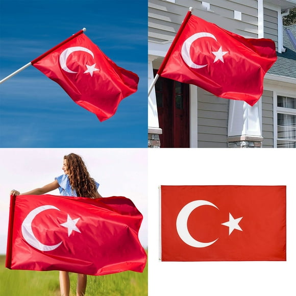 2024 European Football Championship Flags Turkey Flag with Metal Eyelets for Outdoor and Indoor Decoration Durable Polyester for Garden Bar and Party Use