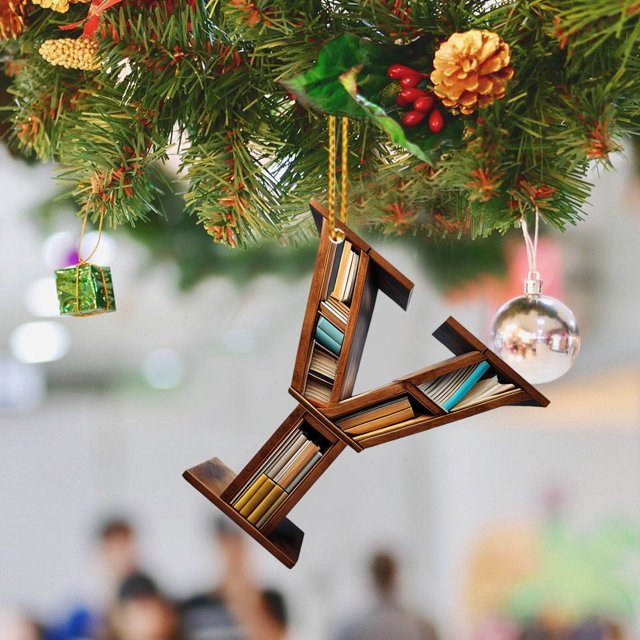 2D Acrylic Christmas Double Print Pendant for Bookshelf with English Letter Modeling Design