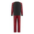 thumbnail image 4 of Family Matching Christmas Pajamas, Elk Letter Print Long-Sleeved O-Neck Tops + Plaid Pattern Trousers, 4 of 10