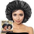 thumbnail image 5 of Gorro de dormir de satén - Gorro de dormir de seda - Gorro de satén elástico suave adaptable a todas las mujeres (color negro), 5 of 5