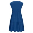thumbnail image 4 of Kvture Cap Sleeve Dresses for Women Summer Trendy A Line Swing Sundress Textured Ruffle Boho Dress Vacation Outfits Blue, 4 of 8