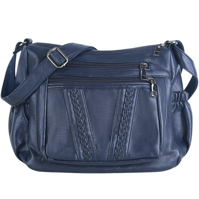 ELDA Bolsos cruzados para mujer, bolsos de bolsillo, bolsos y bolsos de cuero PU suave, bolso de hombro con múltiples bolsillos