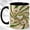 Black, variant on Green Heart Daisy Coffee Mug, Floral Swirl Mug, Ceramic 11 oz