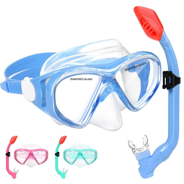 Set de Snorkel ACQCES para Niños con Top Seco, Máscara y Tubo Respirador, Edad 5-15 Años
