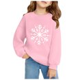 thumbnail image 2 of fnnxnal CottonGirls Pink Oversized Snowflake Print Crew Neck Sweatshirt Long Sleeve,Size 3-4T, 2 of 5