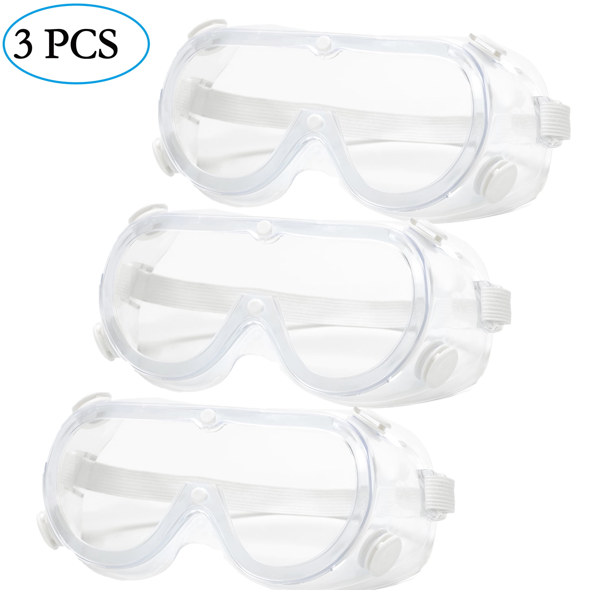 3pcs Protective Eyewear Safety Goggles Anti Fog Dust Suitable For School Workplace Laboratory
