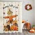 thumbnail image 2 of Shower Curtain 72"W x 96"L Happy Fall Y'all Scarecrows Pumpkins Fabric Shower Curtains Set with Hooks Water Repellent Bathroom Curtains Machine Washable Bathroom Accessories, 2 of 6