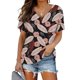 thumbnail image 2 of Camiseta de manga corta plisada elástica con cuello en V y estampado floral de talla grande para mujer OAVQHLG3B Store lin121212, 2 of 4