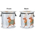 thumbnail image 2 of 50L Extra Large Popup Hamper Collapsible Laundry Basket With Zippered Lid 15.7x18.5in The Reindeer Walking, 2 of 7