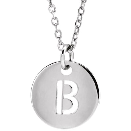 925 Sterling Silver Letter Name Personalized Monogram Initial B 10mm 16-18 Inch Polished Initial Dangle Necklace Pendant