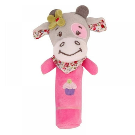 

Baby Plush Sound Toys Embroidery Animal with Stereoscopic Bib