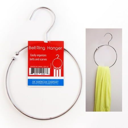 Wood Tie Hanger - 1 Belt Ring Hanger Heavy Duty Dipped Metal Towel Tie Scarf Belt Loop Holder