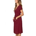 thumbnail image 2 of JustVH Women's V-Neck Casual Decorative Button Swing Midi Dress with Pockets, 2 of 3