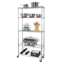 Seville Classics UltraDurable® 5-Tier NSF Steel Wire Shelving, 36" W x 14" D, Silver