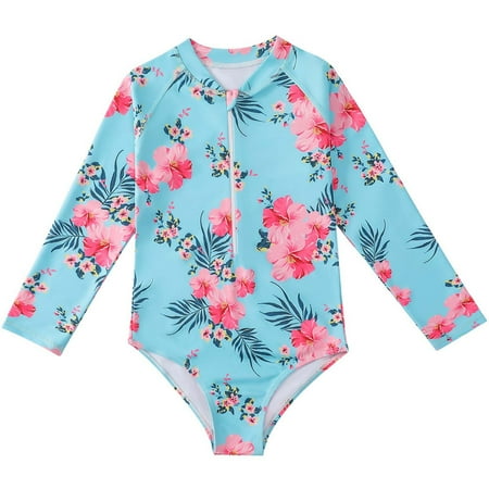 YABCSAZ Baby Girls Boys One Piece Swimsuits Long Sleeve Zip Up Swimwear and Shorts Kids UPF 50+ Sun Protection Swim Suits Surfing Swimsuit Toddler Rash Guard Sets Size 5 Years