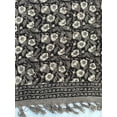 thumbnail image 2 of Handwoven Cotton Throw Blanket, Beige and Black Floral Sofa Throw with Tassels, 2 of 4