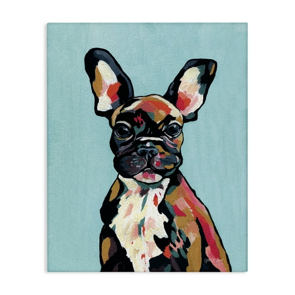 Stupell Industries French Bulldog Modern Animals Painting Wrapped Canvas Art Print Wall Art, 16 x 20