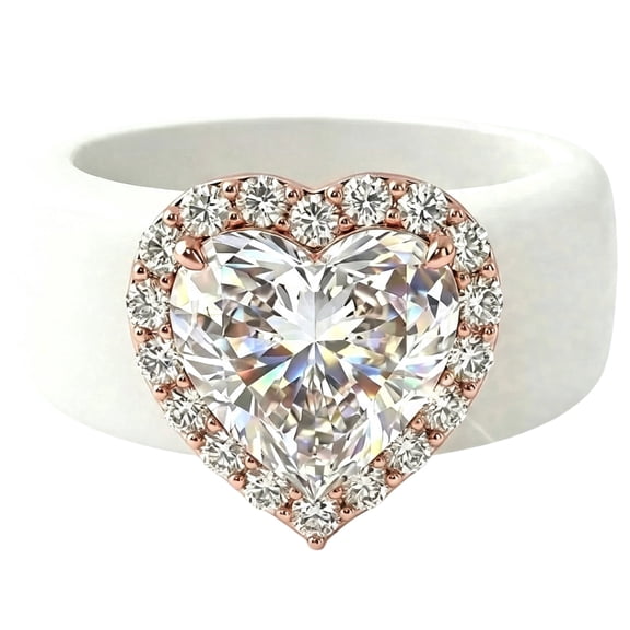 Flydeer Silicone Rings for Women Halo Heart Cut Solitaire Stackable Promise Engagement Ring 5A CZ Pave Wedding Band Size 7