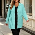 thumbnail image 2 of Plus Size Women's Collared Button Front Cardigan, Lightweight Loose Mid Length Outerwear for Daily Casual Green L, 2 of 9