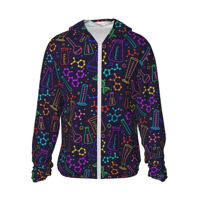 Fotbe Chemistry Science Chaqueta con Protección Solar UPF 50+ para Hombre y Mujer, Camisa con Capucha y Bolsillos-3X-Large
