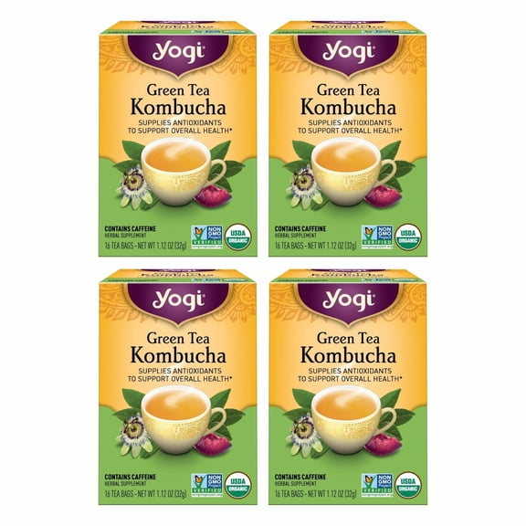 Yogi Tea, Green Tea Kombucha 6 Pack, Supplies Antioxidants, 96 Green Tea Bags