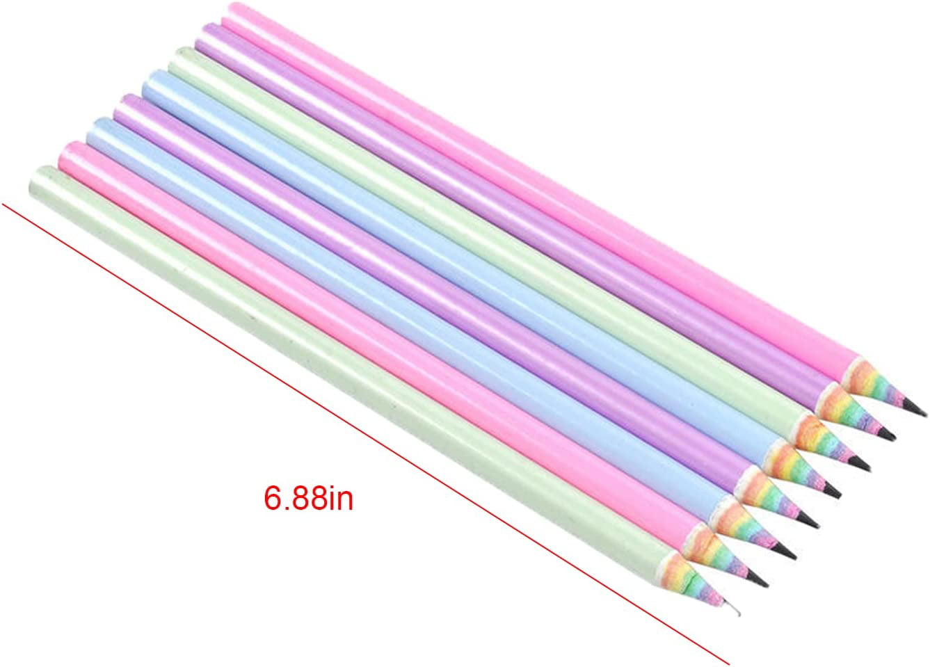 12Pack Rainbow Pencils Set for Kids, HB Cool Novelty Pencils, Safety Eco Friendly Fancy Pretty Pencils, Bright Round Pencils for Home Office School
