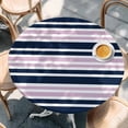 thumbnail image 2 of Navy Blue Pink Striped Round Tablecloth, Fitted Table Cover with Elastic for 55"-60" Round Tables, Gradient Horizontal Lines Table Cloth Outdoor Indoor Dinning Party Waterproof Tablecloths, 2 of 7