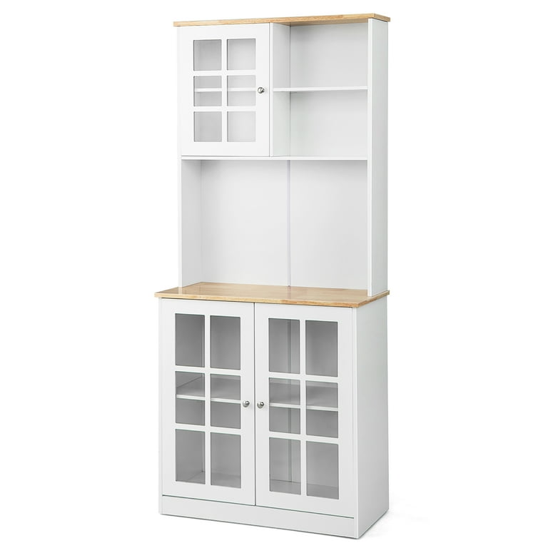 Costway Freestanding White Kitchen Pantry Storage Cabinet Buffet w/Hutch  Sliding Door & Drawer JV10122WH+ - The Home Depot