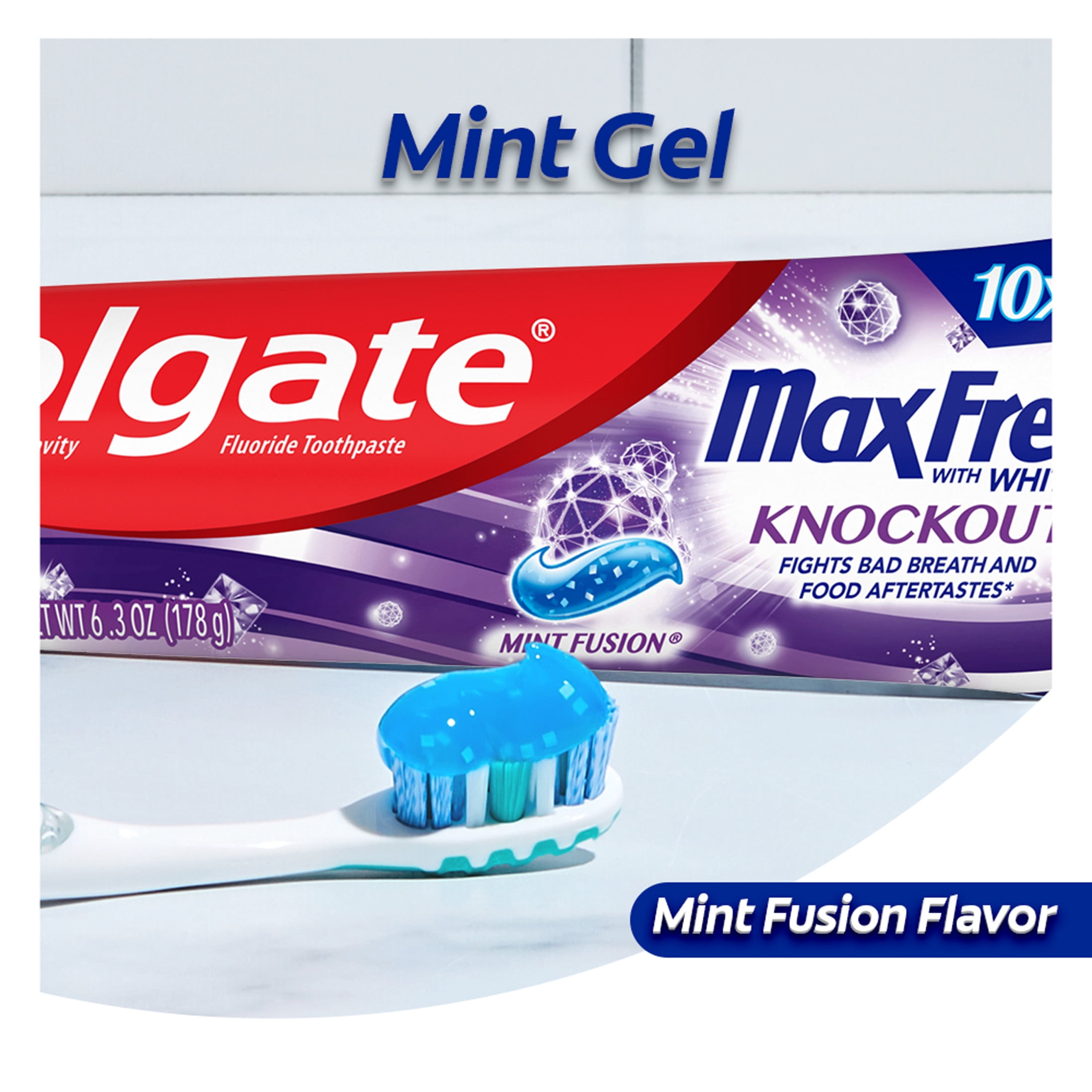 Colgate Max Fresh Knockout Toothpaste with Mini Breath Strips, Electric Mint - 6 Ounce
