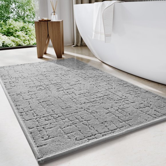 TCHDIO Tapis de Bain Super Absorbant-Séchage Rapide Tapis de Salle de Bain-Extra Doux Lavable en Machine Tapis de Bain pour Salle de Bain-Tapis de Salle de Bain Mince s'Adapte sous la Porte-Caoutchouc