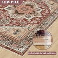 thumbnail image 4 of 3'x5' Area Rugs, Machine Washable Non Slip Area Rug for Kitchen, Soft Low Pile Vintage Print Pattern Indoor Bathroom Thin Carpet, Burgundy, 4 of 5