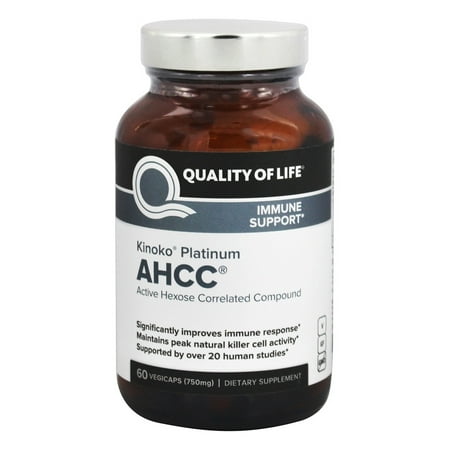 Quality Of Life Labs - Kinoko Platinum AHCC Immune Support - 60 Vegetarian (Best Ahcc Supplement For Hpv)