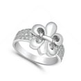 thumbnail image 4 of White Cubic Zirconia Fleur De Lis Pave Wide Ring .925 Sterling Silver Band Jewelry Female Size 8, 4 of 4