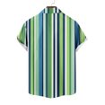 thumbnail image 6 of Tops for Men Plus Size Short Sleeve Lapel Button Stripe Color Block Printing Casual Turndown Collar Shirt Blouse Mint Green XXXXL, 6 of 6