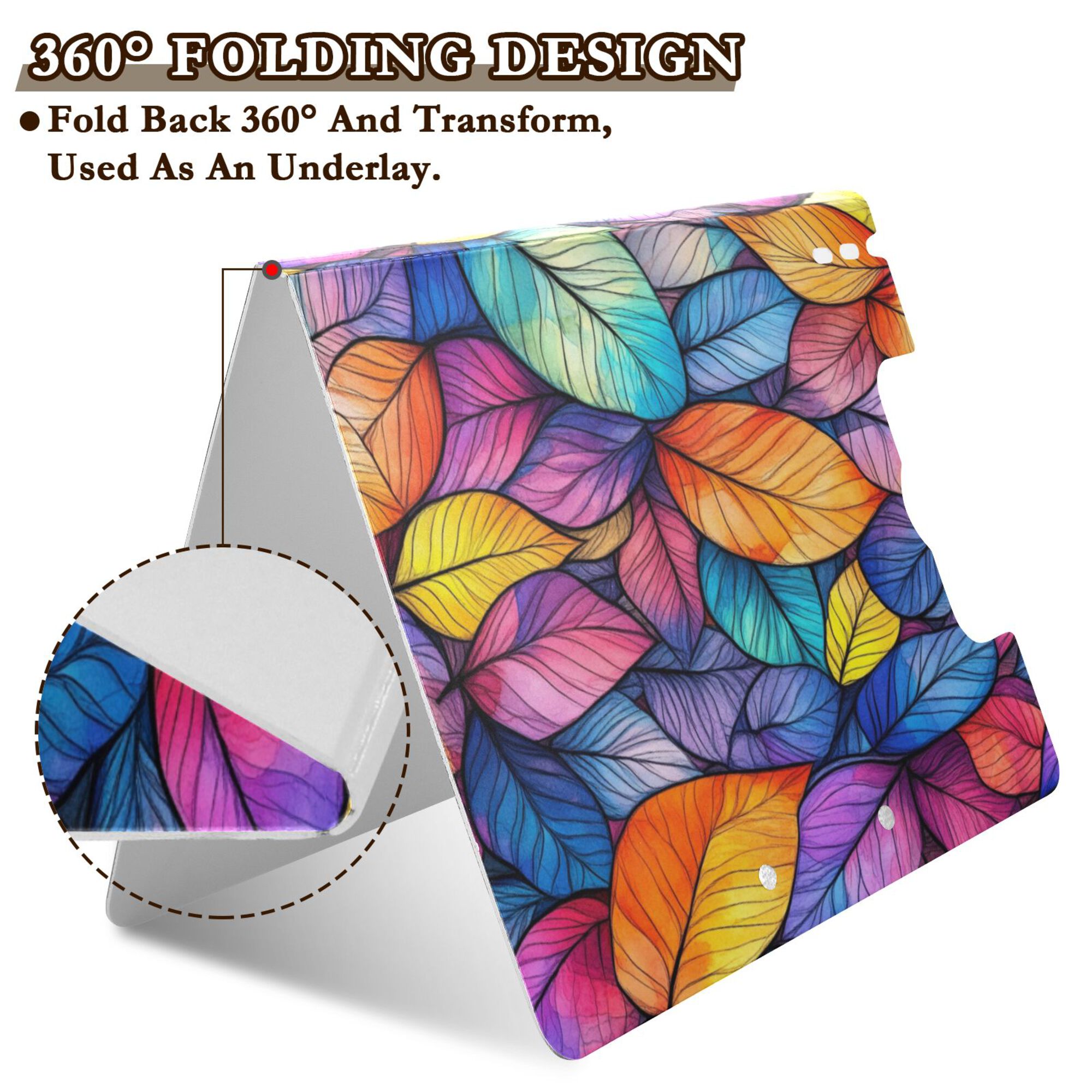 FORMRS A4 Clipboard Folder with Pen Holder Horizontal Foldable School Office Binder, Colorful Leaves