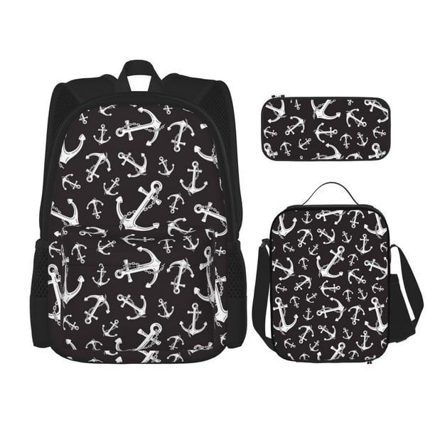 Fotbe Anchors Set Escolar 3 en 1 para Niños - Mochila Duradera con Lonchera Aislante y Estuche para Lápices - Mochila Escolar para Niños y Niñas