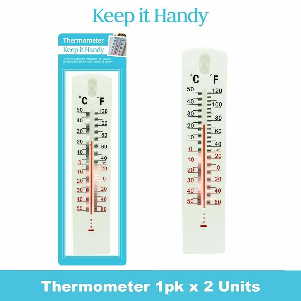 QIFEI 2Pcs Wall Thermometer Indoor Outdoor Home Office Garden Temperature  Mounted White