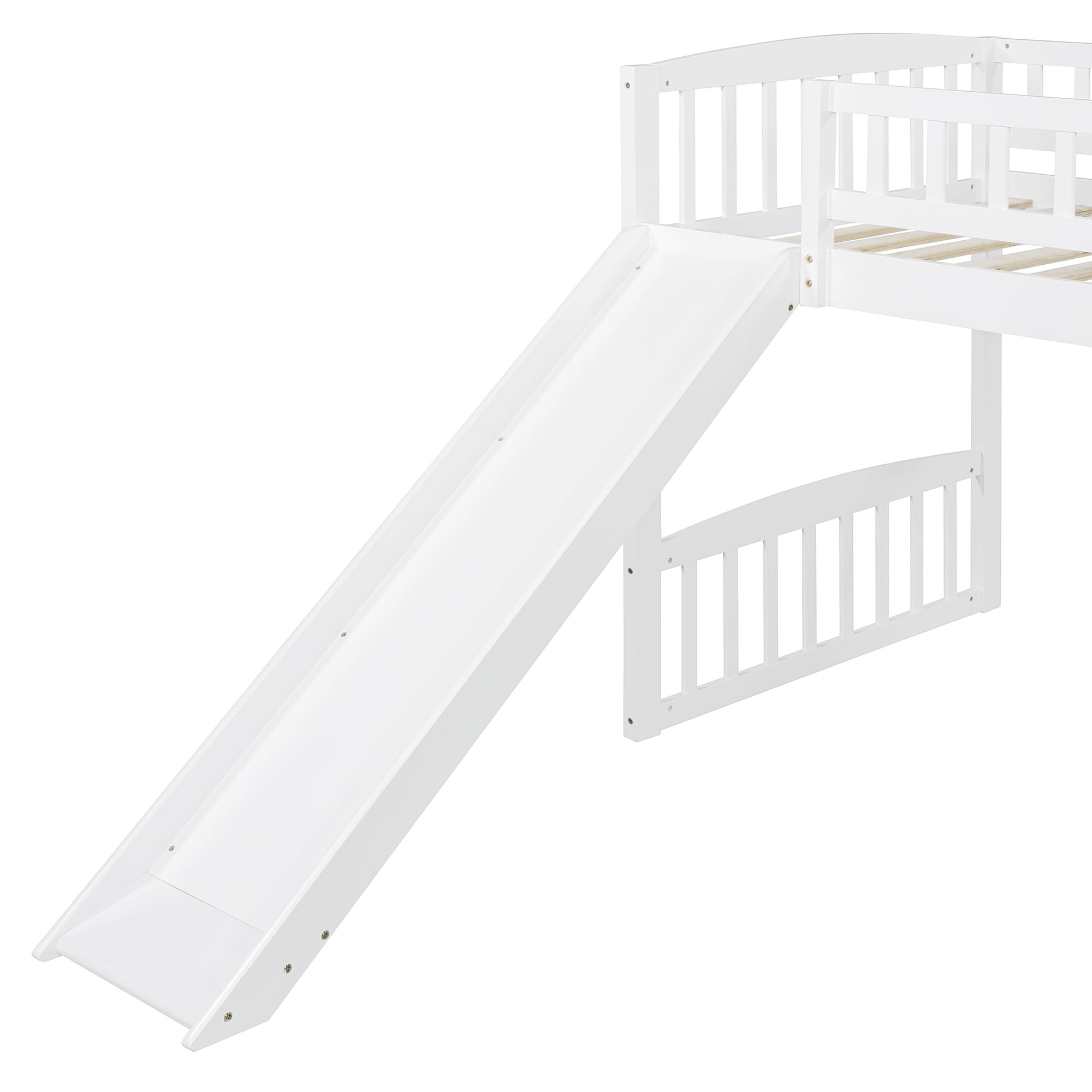 Aukfa Solid Wood Loft Bed with Slide for Kids Girls Boys, Twin Size, White