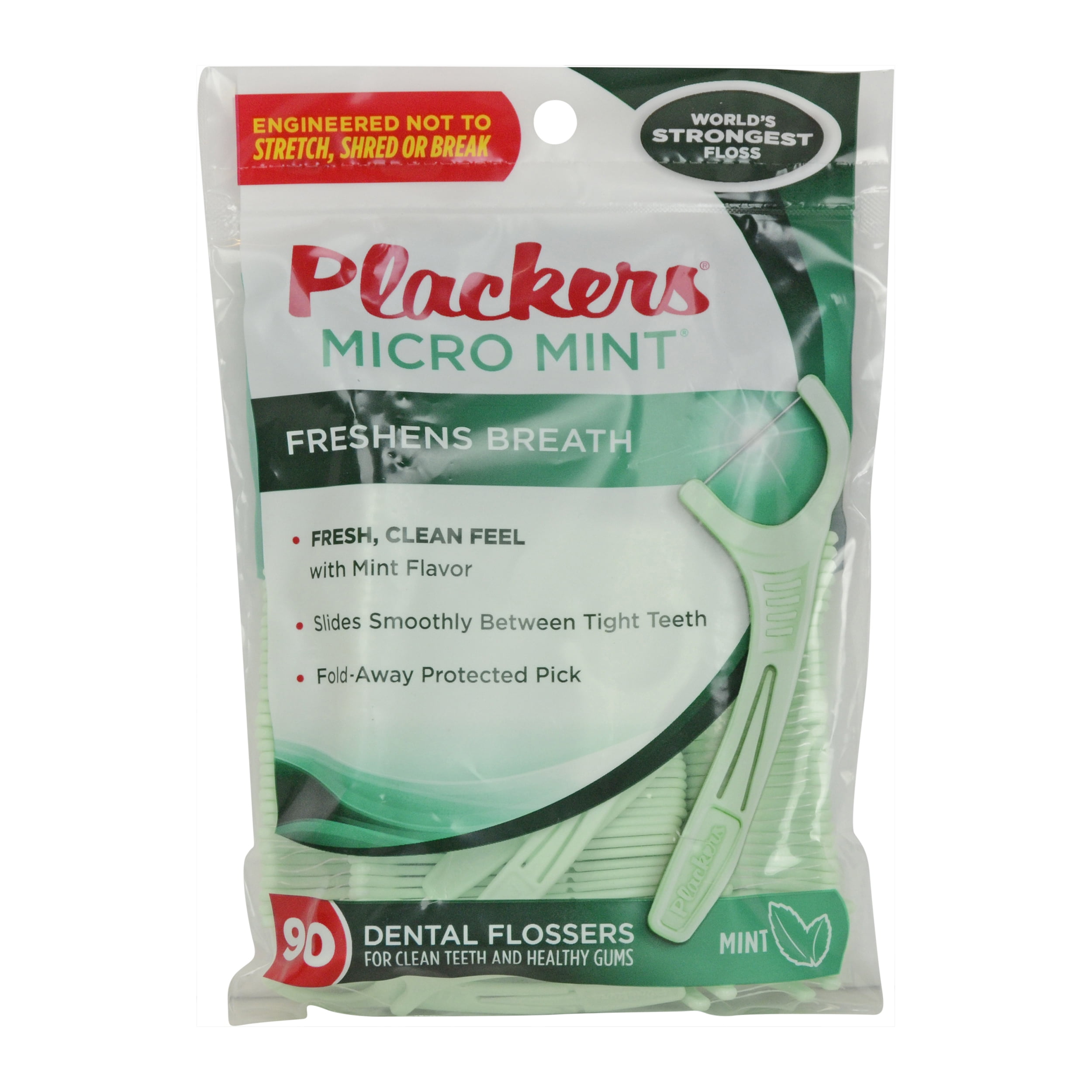 Plackers Micro Mint Freshens Breath 90ct Dental Floss Picks