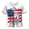 thumbnail image 5 of Ugoldhm Girls' Casual Patriotic American Flag Print Tee Crew Neck Regular Shoulder Soft T-Shirt for Ages 3-14, 4th of July Wear, 5 of 5
