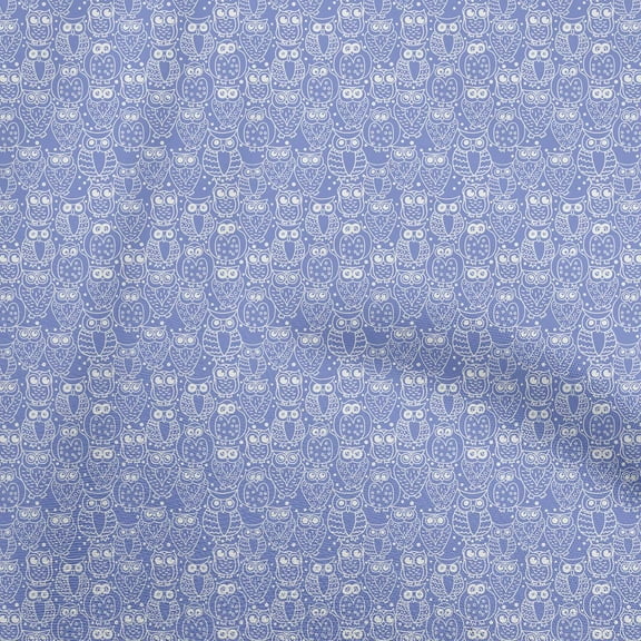oneOone Polyester Spandex Medium Blue Fabric Owl Sewing Fabric By The Yard Printed Diy Clothing Sewing Supplies 56 Inch Wide