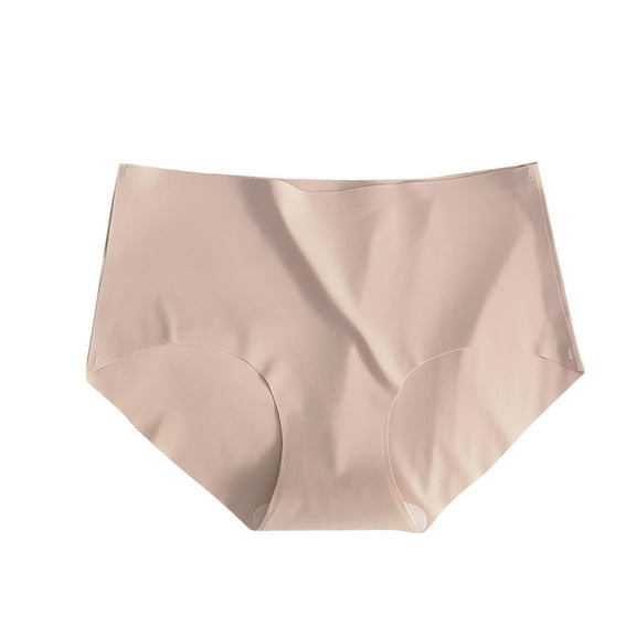 Women Underwear Seamless Cotton New Womens Plus Size Underwear No Show Seamless High Cut Mid-Waist Panty Soft Stretch Briefs Beige XL